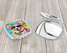 Load image into Gallery viewer, Corgi Hippie Dawg Compact Mirror – Stylish Purse Mirror with Artistic Covers