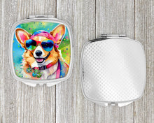Load image into Gallery viewer, Corgi Hippie Dawg Compact Mirror – Stylish Purse Mirror with Artistic Covers