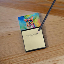 Load image into Gallery viewer, Corgi Hippie Dawg Sticky Note Holder- Refiilable Desk Accessory Note Pad