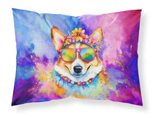 Load image into Gallery viewer, Corgi Hippie Dawg Standard Pillowcase – Artistic Decorative Front, White Back
