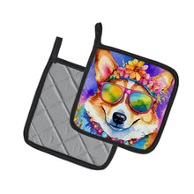 Load image into Gallery viewer, Corgi Hippie Dawg Pot Holders - Set of 2 Decorative Kitchen Helpers | Made in the USA