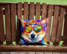 Load image into Gallery viewer, Corgi Hippie Dawg Throw Pillow - 14x14 Decorative Pillow – Art for Your Home &amp; Patio