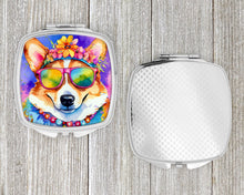 Load image into Gallery viewer, Corgi Hippie Dawg Compact Mirror – Stylish Purse Mirror with Artistic Covers
