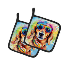 Load image into Gallery viewer, Dachshund Hippie Dawg Pot Holders - Set of 2 Decorative Kitchen Helpers | Made in the USA