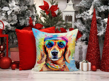 Load image into Gallery viewer, Dachshund Hippie Dawg Throw Pillow - 14x14 Decorative Pillow – Art for Your Home &amp; Patio