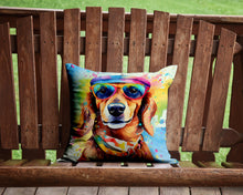 Load image into Gallery viewer, Dachshund Hippie Dawg Throw Pillow - 14x14 Decorative Pillow – Art for Your Home &amp; Patio