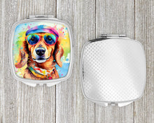 Load image into Gallery viewer, Dachshund Hippie Dawg Compact Mirror – Stylish Purse Mirror with Artistic Covers