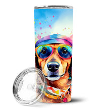 Load image into Gallery viewer, Dachshund Hippie Dawg Stainless Steel Skinny Tumbler