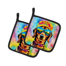 Load image into Gallery viewer, Dachshund Hippie Dawg Pot Holders - Set of 2 Decorative Kitchen Helpers | Made in the USA