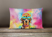 Load image into Gallery viewer, Dachshund Hippie Dawg Fabric Decorative Pillow