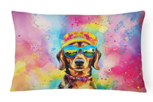 Load image into Gallery viewer, Dachshund Hippie Dawg Fabric Decorative Pillow