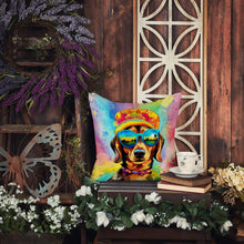 Load image into Gallery viewer, Dachshund Hippie Dawg Throw Pillow - 14x14 Decorative Pillow – Art for Your Home &amp; Patio