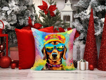 Load image into Gallery viewer, Dachshund Hippie Dawg Fabric Decorative Pillow