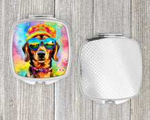 Load image into Gallery viewer, Dachshund Hippie Dawg Compact Mirror – Stylish Purse Mirror with Artistic Covers