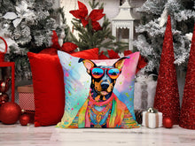 Load image into Gallery viewer, Doberman Pinscher Hippie Dawg Fabric Decorative Pillow