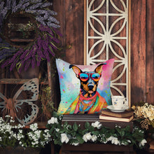 Load image into Gallery viewer, Doberman Pinscher Hippie Dawg Fabric Decorative Pillow