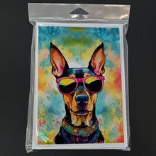 Load image into Gallery viewer, Doberman Pinscher Hippie Dawg Greeting Cards - Blank Note Cards – 8-Pack of Artist-Designed Cards with Envelopes