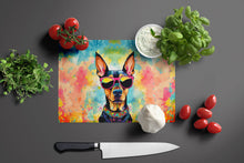 Load image into Gallery viewer, Doberman Pinscher Hippie Dawg Glass Cutting Boards – Durable, Decorative Kitchen Art Large