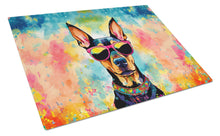 Load image into Gallery viewer, Doberman Pinscher Hippie Dawg Glass Cutting Boards – Durable, Decorative Kitchen Art Large