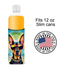 Load image into Gallery viewer, Doberman Pinscher Hippie Dawg Slim Can Huggers – Fun, Functional Drink Coolers for Every Occasion
