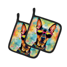 Load image into Gallery viewer, Doberman Pinscher Hippie Dawg Pot Holders - Set of 2 Decorative Kitchen Helpers | Made in the USA