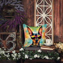 Load image into Gallery viewer, Doberman Pinscher Hippie Dawg Throw Pillow - 14x14 Decorative Pillow – Art for Your Home &amp; Patio