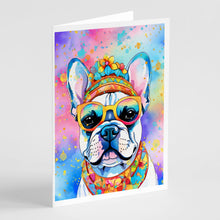 Load image into Gallery viewer, French Bulldog Hippie Dawg Greeting Cards - Blank Note Cards – 8-Pack of Artist-Designed Cards with Envelopes