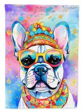 Load image into Gallery viewer, French Bulldog Hippie Dawg Garden Flag – Retro Dog with Sunglasses &amp; Multicolored Background