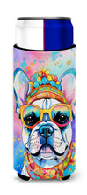 Load image into Gallery viewer, French Bulldog Hippie Dawg Slim Can Huggers – Fun, Functional Drink Coolers for Every Occasion