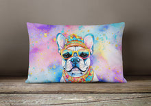Load image into Gallery viewer, French Bulldog Hippie Dawg Fabric Decorative Pillow