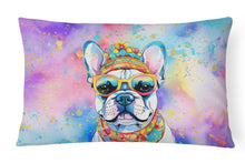 Load image into Gallery viewer, French Bulldog Hippie Dawg Fabric Decorative Pillow
