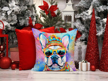 Load image into Gallery viewer, French Bulldog Hippie Dawg Fabric Decorative Pillow