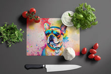 Load image into Gallery viewer, French Bulldog Hippie Dawg Glass Cutting Boards – Durable, Decorative Kitchen Art Large