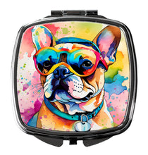 Load image into Gallery viewer, French Bulldog Hippie Dawg Compact Mirror – Stylish Purse Mirror with Artistic Covers