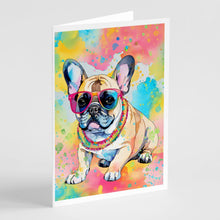 Load image into Gallery viewer, French Bulldog Hippie Dawg Greeting Cards - Blank Note Cards – 8-Pack of Artist-Designed Cards with Envelopes