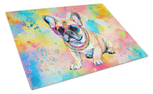 Load image into Gallery viewer, French Bulldog Hippie Dawg Glass Cutting Boards – Durable, Decorative Kitchen Art Large