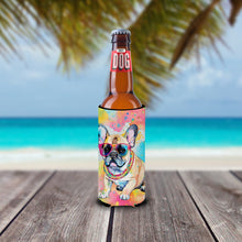 Load image into Gallery viewer, French Bulldog Hippie Dawg Slim Can Huggers – Fun, Functional Drink Coolers for Every Occasion