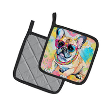 Load image into Gallery viewer, French Bulldog Hippie Dawg Pot Holders - Set of 2 Decorative Kitchen Helpers | Made in the USA