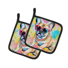 Load image into Gallery viewer, French Bulldog Hippie Dawg Pot Holders - Set of 2 Decorative Kitchen Helpers | Made in the USA