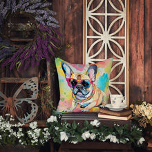 Load image into Gallery viewer, French Bulldog Hippie Dawg Throw Pillow - 14x14 Decorative Pillow – Art for Your Home &amp; Patio