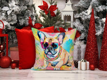 Load image into Gallery viewer, French Bulldog Hippie Dawg Fabric Decorative Pillow