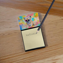 Load image into Gallery viewer, French Bulldog Hippie Dawg Sticky Note Holder- Refiilable Desk Accessory Note Pad
