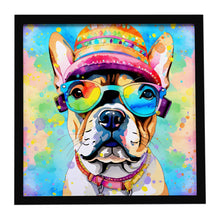 Load image into Gallery viewer, French Bulldog Hippie Dawg Framed Metal Print