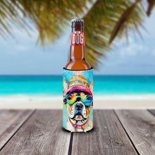 Load image into Gallery viewer, French Bulldog Hippie Dawg Slim Can Huggers – Fun, Functional Drink Coolers for Every Occasion
