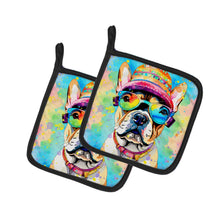 Load image into Gallery viewer, French Bulldog Hippie Dawg Pot Holders - Set of 2 Decorative Kitchen Helpers | Made in the USA