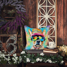 Load image into Gallery viewer, French Bulldog Hippie Dawg Throw Pillow - 14x14 Decorative Pillow – Art for Your Home &amp; Patio