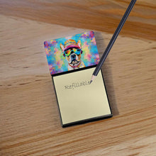 Load image into Gallery viewer, French Bulldog Hippie Dawg Sticky Note Holder- Refiilable Desk Accessory Note Pad