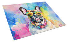 Load image into Gallery viewer, French Bulldog Hippie Dawg Glass Cutting Boards – Durable, Decorative Kitchen Art Large