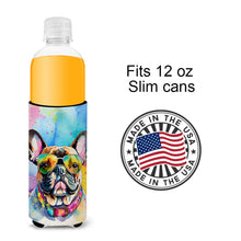 Load image into Gallery viewer, French Bulldog Hippie Dawg Slim Can Huggers – Fun, Functional Drink Coolers for Every Occasion