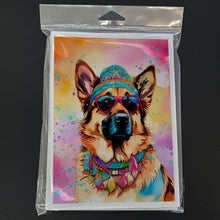 Load image into Gallery viewer, German Shepherd Hippie Dawg Greeting Cards - Blank Note Cards – 8-Pack of Artist-Designed Cards with Envelopes